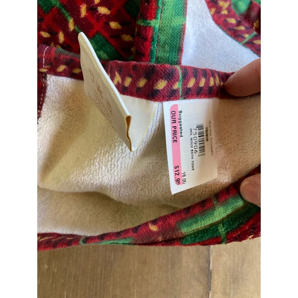 Lenox Holiday Nouveau 4 Piece Towel Set Cotton Holly Plaid Gold 750906 New‎
